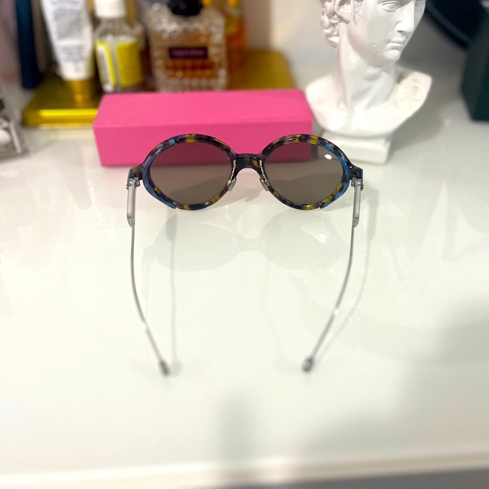 Christian Dior Umbrage Palladium Havana Green Mirrored Foliage Round Sunglasses